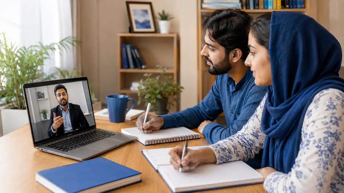 Tutor and adult learners participating through a remote learning portal