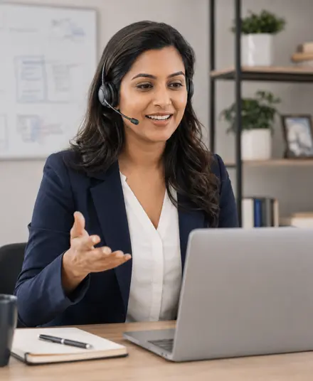 Online business instructor leading a live lesson