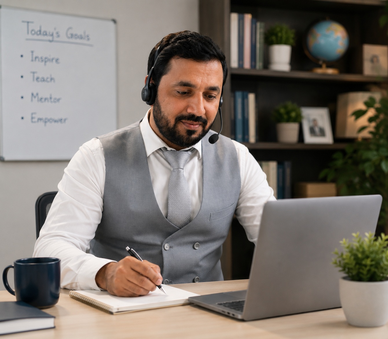 Woman preparing to teach online through the planned eBGB portal